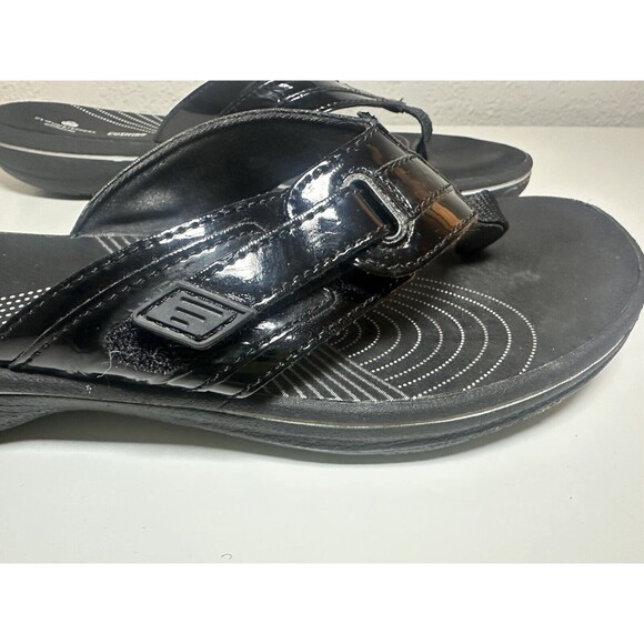 Clarks Cloudsteppers Cushion‎ Patent Black Breeze Flip Flop Sandals Women's 9 - Picture 6 of 8